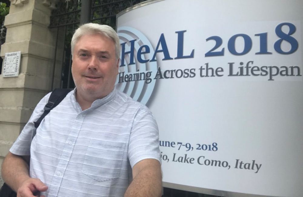 Alan Hopkirk at the Hearing Across the Lifespan Conference at Lake Como in Italy in 2018